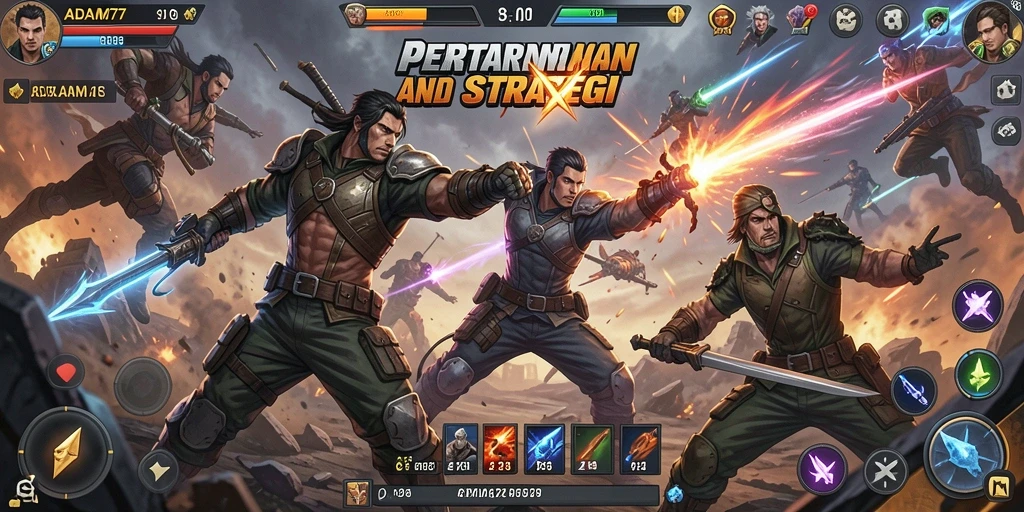 Tampilan seru pertarungan dalam ADAM77 dengan aksi yang mendebarkan.