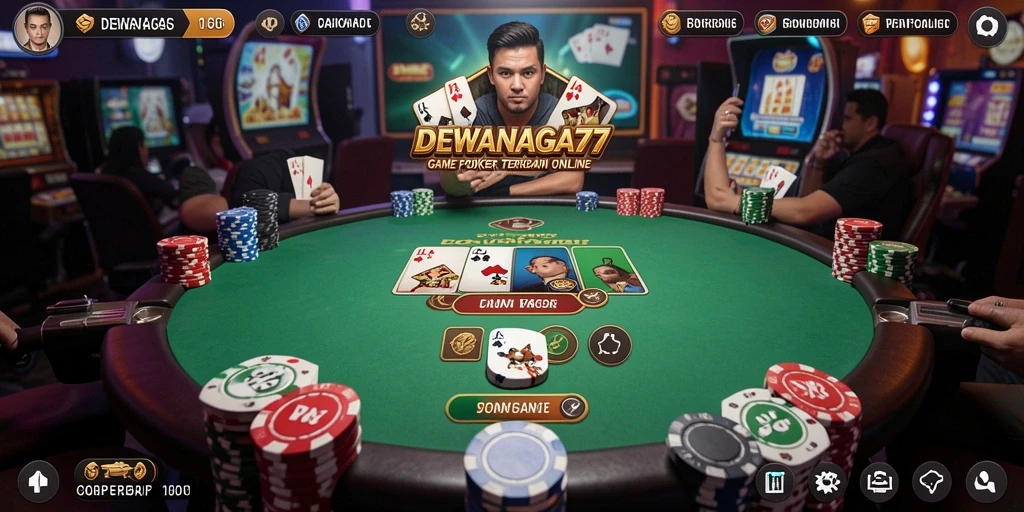 Tampilan gameplay menegangkan DEWANAGA77 saat bermain poker.