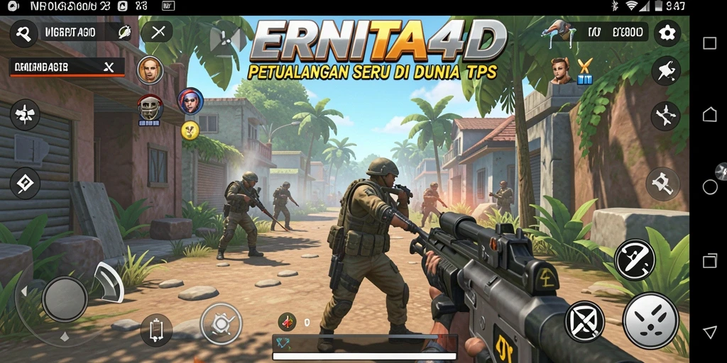 Screenshot ERNITA4D menampilkan aksi pertempuran yang mendebarkan di dunia TPS.