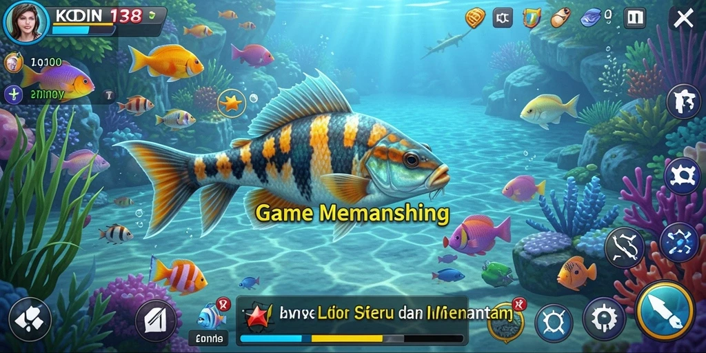 Tampilan menarik dari gameplay KOIN138 dengan berbagai jenis ikan yang dapat ditangkap.