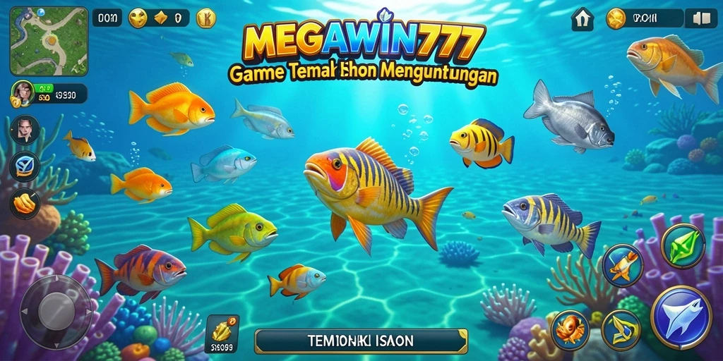 Tampilan gameplay seru dari MEGAWIN777 dalam menembak ikan.