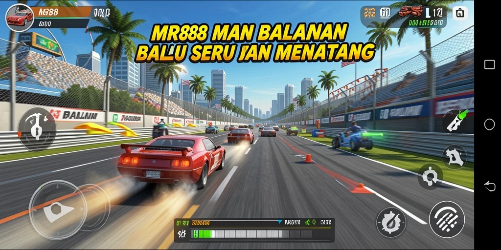 Tampilan seru gameplay balap dengan aksi menarik di MR888.