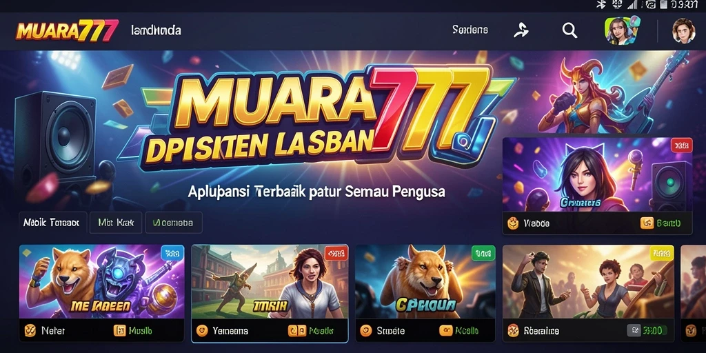 Tampilan gameplay aplikasi MUARA777 dengan fitur musik menarik.