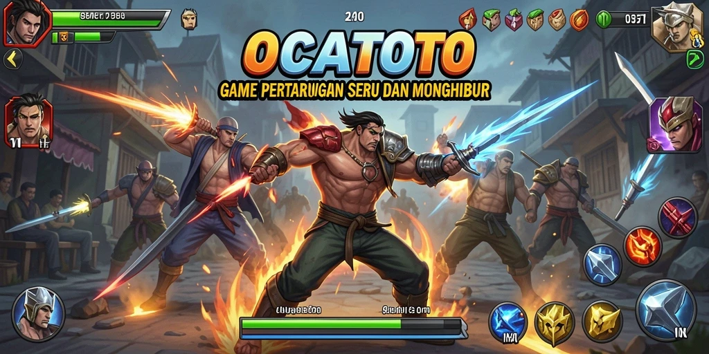 Screenshot gameplay OCATOTO memperlihatkan pertarungan epik yang mendebarkan.