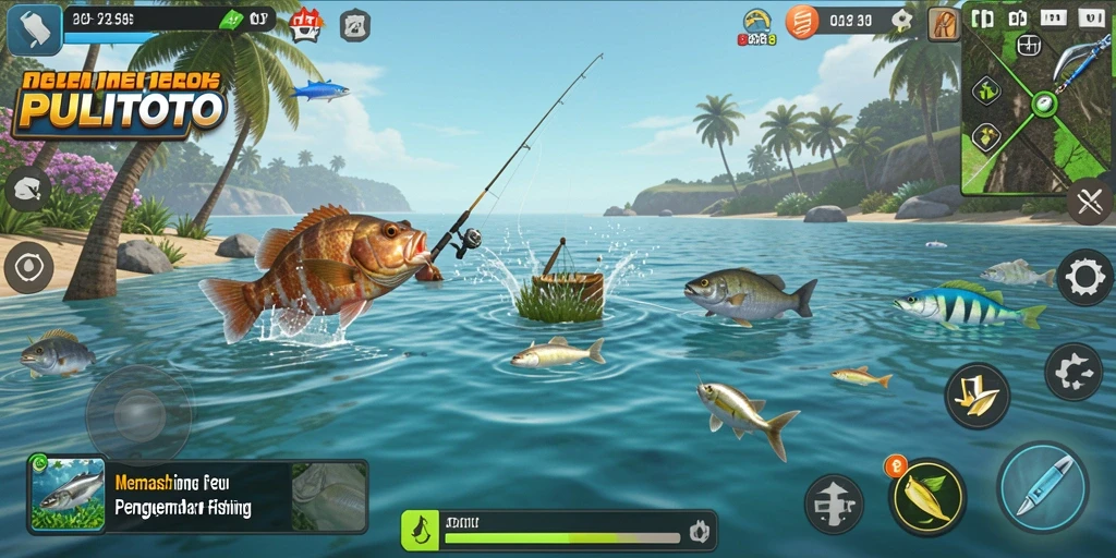 Tampilan gameplay PULITOTO dengan pengalaman memancing yang realistis.