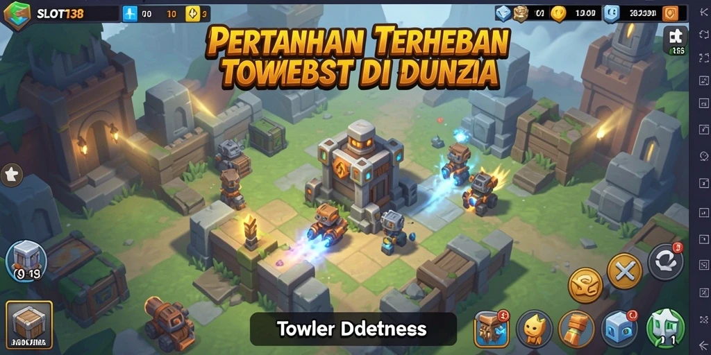 Gameplay menegangkan dari SLOT138 dengan menara yang strategis.