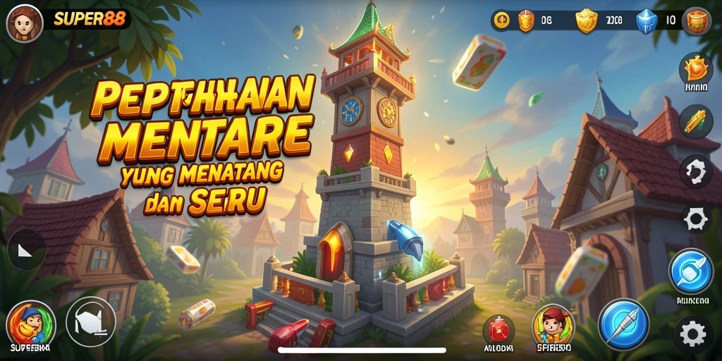 Tangkapan layar gameplay SUPER88 dengan menara yang beraksi melawan musuh.