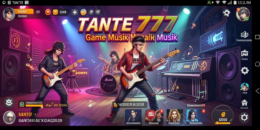 Tangkapan layar gameplay TANTE777 dengan elemen musik yang menarik.