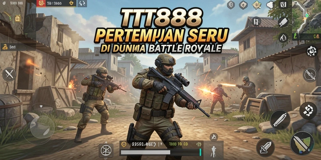 Screenshot gameplay TTT888 dengan pertempuran Battle Royale yang intens.